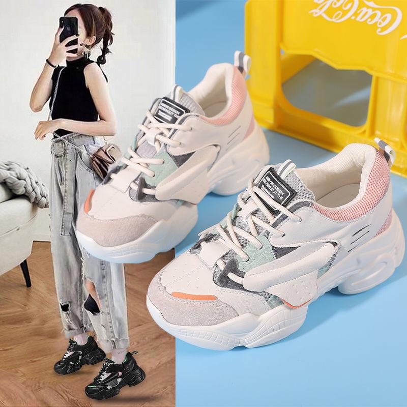 Thick-soled Heightened Travel Running Shoes Casual Student Breathable Sneakers All-match Comfortable Women Walking Sneakers