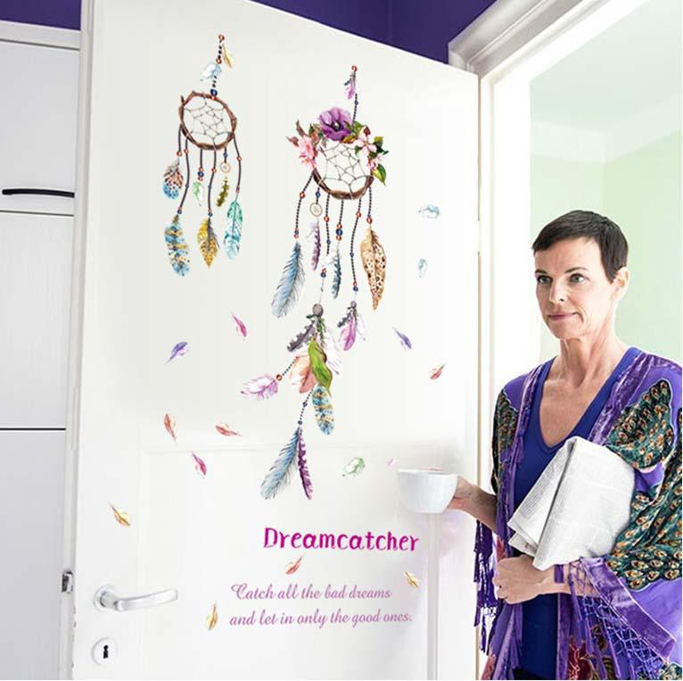 New wind chime feathers bedroom living room porch bathroom TV decorative wall stickers pvc removable
