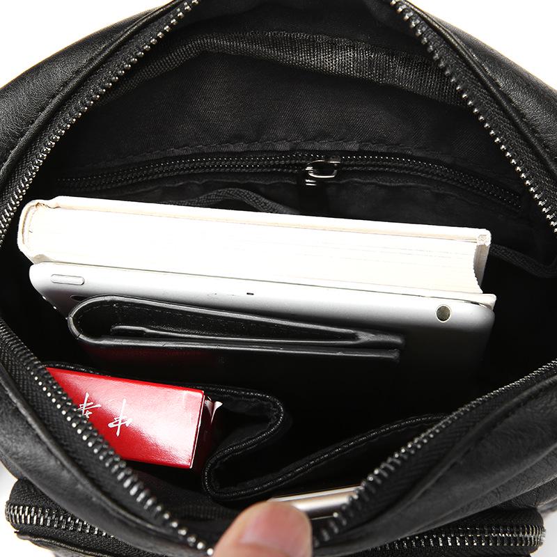 Business Briefcase Men Black Leather Large-capacity Anti-theft Shoulder Computer Mobile Phone Bag