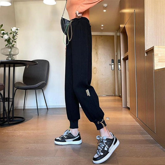 Spring and Summer Thin Harlan Korean Version of The Casual Thin Wild Student Beam Foot Sports Cotton Long Pants Ins Female