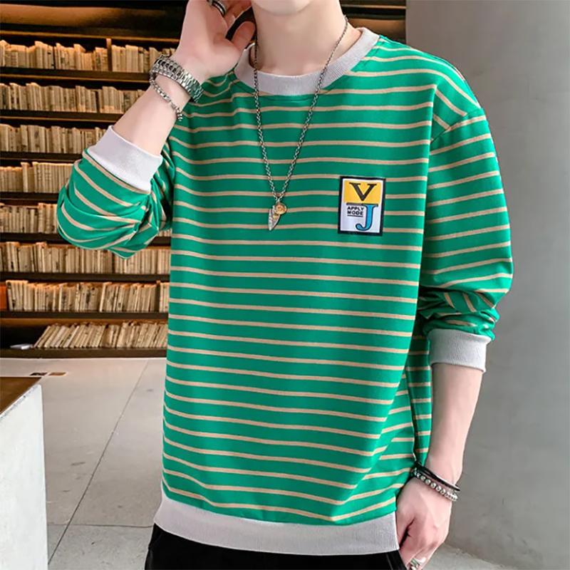 Men's Sweater Autumn Trend Tops Youth Striped Bottoming Long-sleeved Autumn Sweatshirts