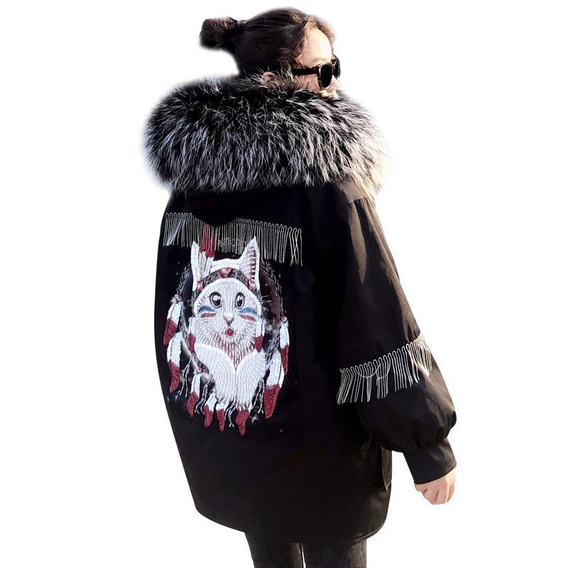 Net Celebrity Women's Down Jacket Mid-length Style Understands Winter Fashion Tide Brand Parka Coat