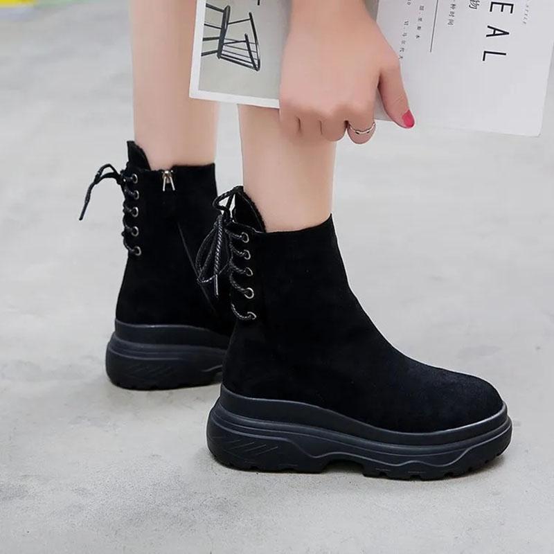 Korean Version of Martin Boots Female British Style Short Boots Platform Shoes Spring and Autumn Thick-soled Short-tube Women's Boots