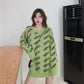 Women Letter Knitwear Crew Neck Loose Knitting Pullover Chic Solid Color Jumper Sweater Top