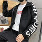 Autumn and Winter Men's Casual Jacket Solid Color Hooded Sports Jacket Loose Top Jacket