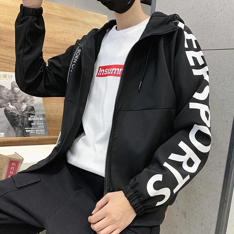 Loose Blouse Jacket Autumn and Winter Men's Casual Jacket Solid Color Hooded Sports Jacket