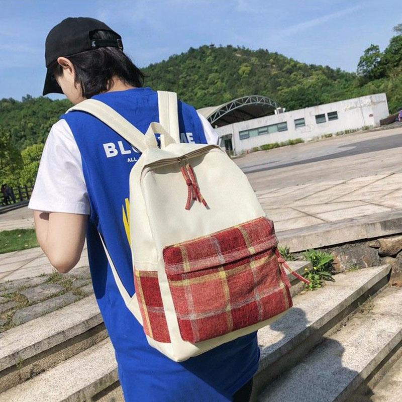 Casual Backpack Simple Women's Multi-layer Canvas Schoolbag Travel Shopping Student Large Capacity