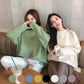 7 Colors Women Warm Solid Purple O-Neck Loose Sweater Blouse Simple Color Cute Sweaters