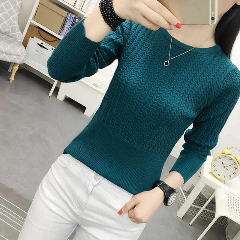 Autumn and Winter Round Neck Thread Bottoming Shirt Long Sleeve Knitted Sweater Fashion Casual Women's Top