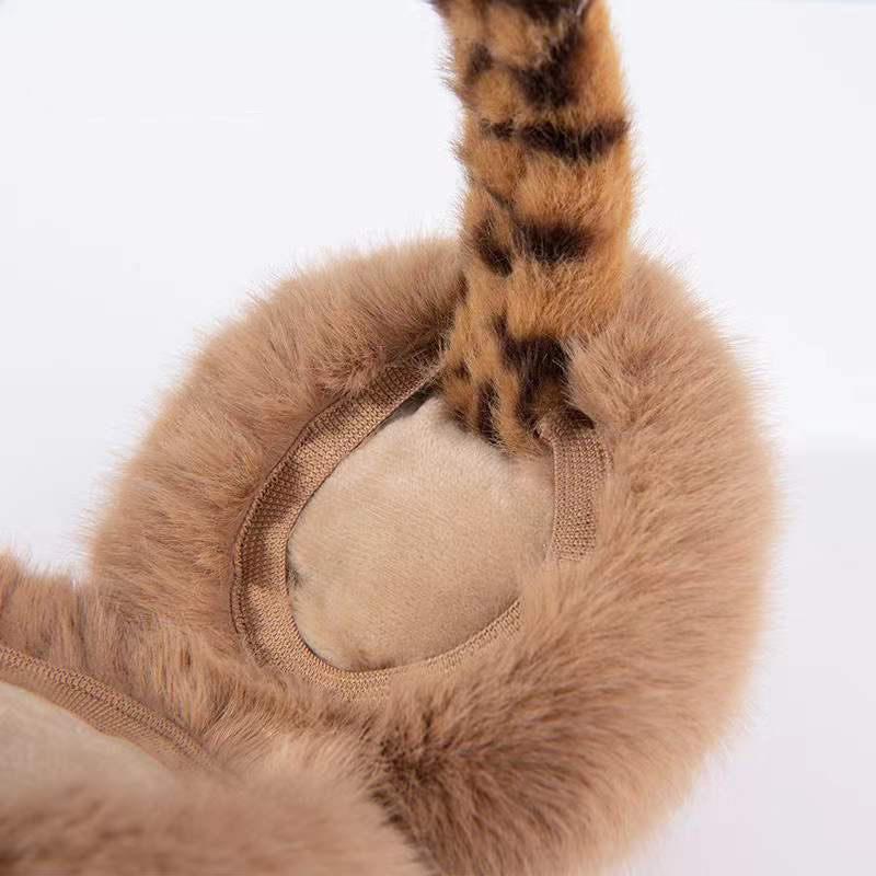 Women's Winter Warm Cute Cartoon Leopard Tiger Earmuffs Ear Protection Biking Antifreeze Earflaps Warm Ear Protection Cover Pad Plush Ear Cap
