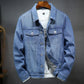 Men Winter Jean Jackets Lightblue Cowboy Outerwear Warm Denim Coats New Men Wool Liner Thicker Fleece Denim Jacket Plus Size 4xl