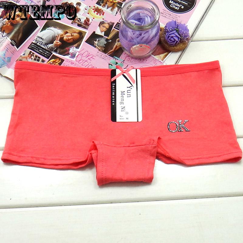 WTEMPO 6 Pieces/batch of Four-corner Ladies Underwear Sexy Cotton Boxer Briefs