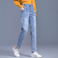 Plush Velvet High Waist Women's Jeans Spring and Autumn Loose Trousers Elastic Waist Harem Pants