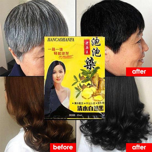 Black Long Lasting Hair Color Hair Dye Natural Ginger Extracts Hair Shampoo White Grey Hair Cover Up