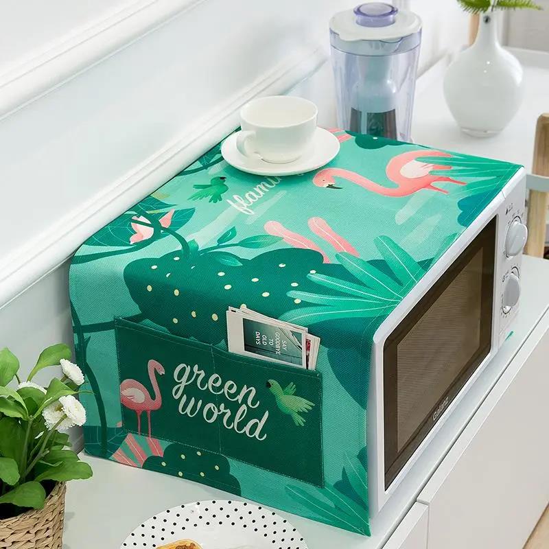 Universal Microwave Oven Cover Cloth Dust Cover with Storage Bag Oily Smoke and Dust-proof Towel