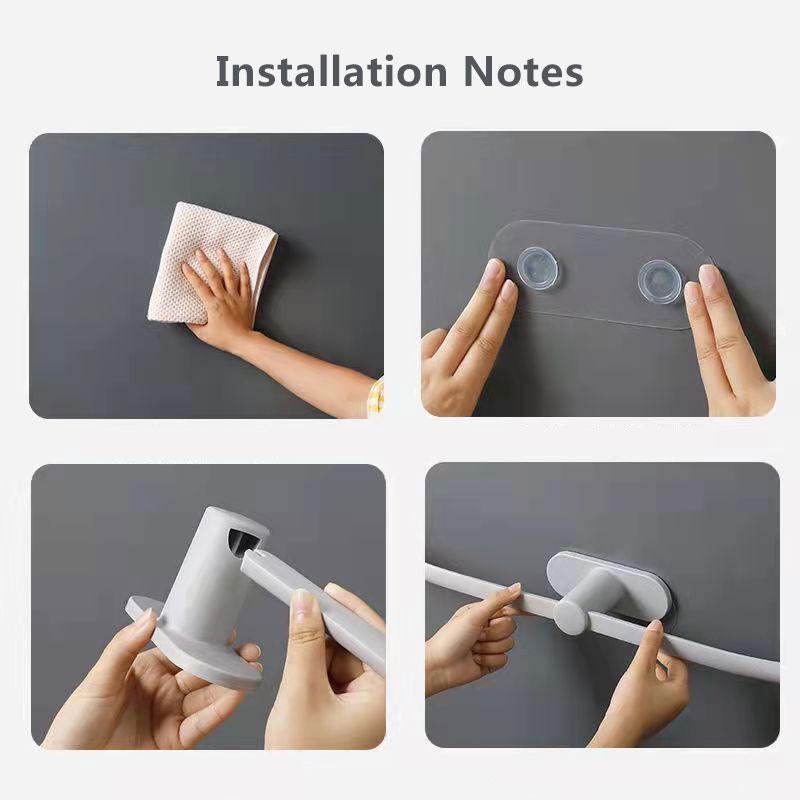 62CM Towel Rack Bathroom Simple And Seamless Storage Rack Bathroom Plastic Bow-shaped Towel Rack Creative Single Rod Towel Rack Slippers Rack Rag Rack