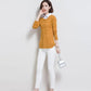 Autumn/winter Lapel Pullover Sweater Women's Plus Size Korean Style Slim Short Fake Two-piece Sweater Sweet Patchwork Knit Sweater Outwear