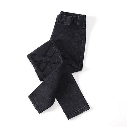 WTEMPO Women's Jeans Large Size Tight Elasticity Small Feet Pencil Pants Was Thin and High Waist Elastic Denim Leggings
