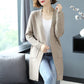 Autumn and Winter Wool Cardigan Sweater Large Size Medium and Long Loose Jacket Pure Color Simple Middle-aged Ladies Jacket