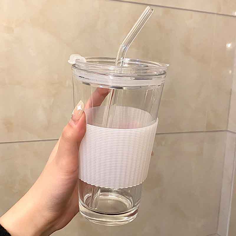 Straw Cup Milk Tea Cup Simple with Lid Portable Female Accompanying Cold Brew Coffee Water Cup
