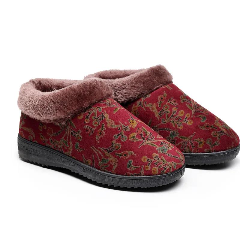 Cotton Shoes Women's Winter Beijing Old Cloth Shoes Grandma Embroidered Slip-on Cotton Slippers
