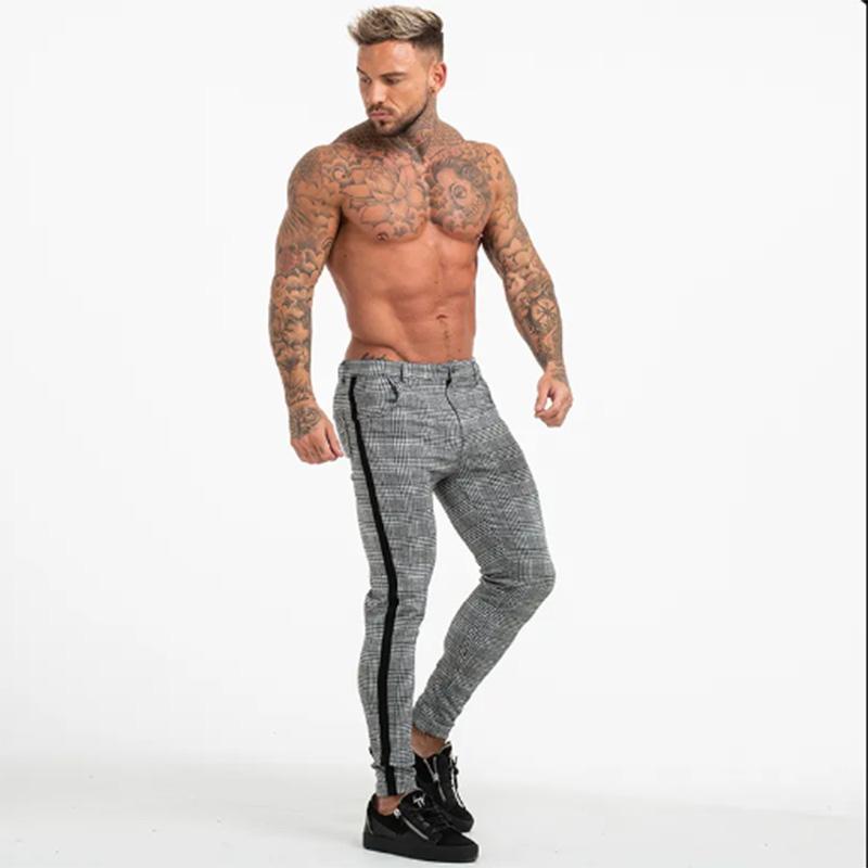 Fashion Men's Plaid Pants Casual Sports Pants Youth Stretch Slim Trend All-match Small Feet Long Pants