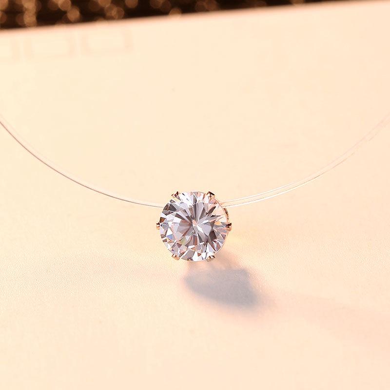 Popular Item Pendant Six Claw Round Necklace Translucent Invisible Fishline Clavicle Chain