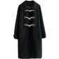 Autumn and Winter Woolen Coat Fashionable Horns Buttoned Woolen Coat Women's Thick Large Size Mid-length Over-the-knee Coat