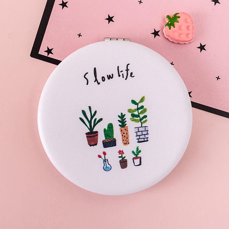 Clamshell Mini Folding Cosmetic Mirror Portable Lovely Double-sided Small  Folded Round Makeup Mirror
