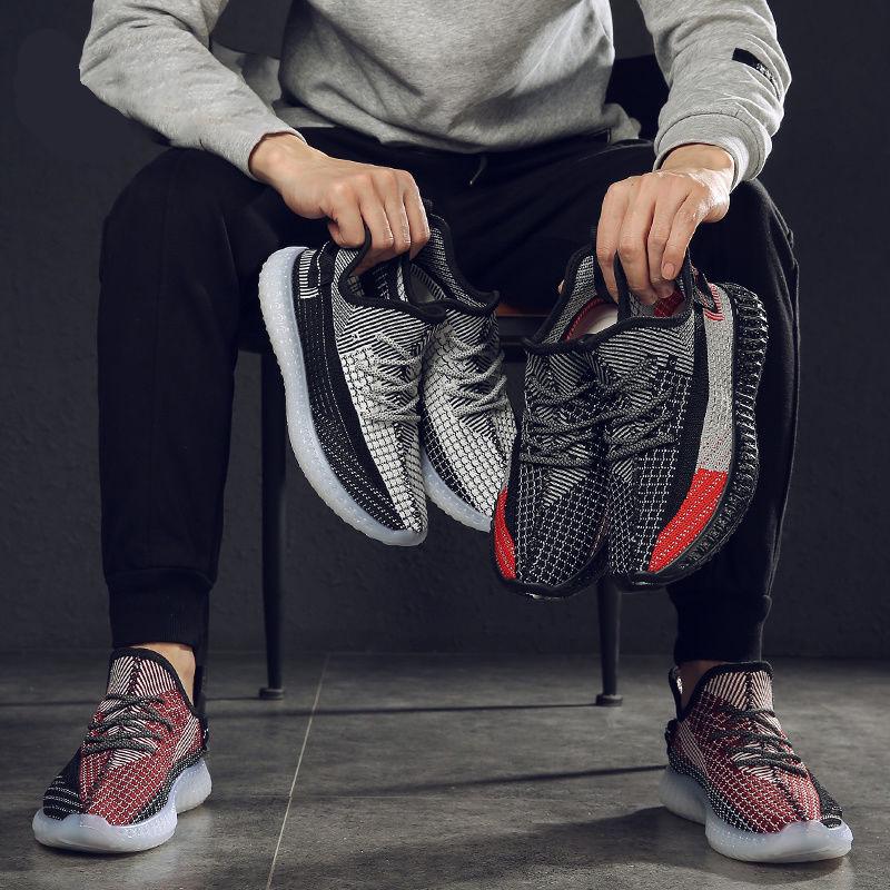39-44 Men's Casual Shoes 3D jelly tide Shoes hit Color Coconut Shoes Men 2020 Spring flying woven Casual Sports Men's Shoes