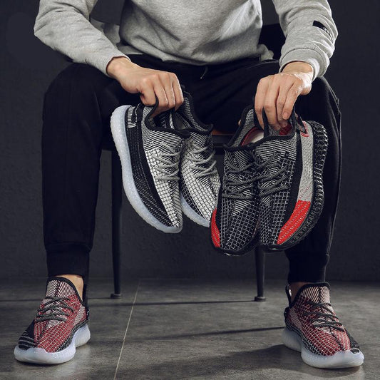 39-44 Men's Casual Shoes 3D jelly tide Shoes hit Color Coconut Shoes Men 2020 Spring flying woven Casual Sports Men's Shoes