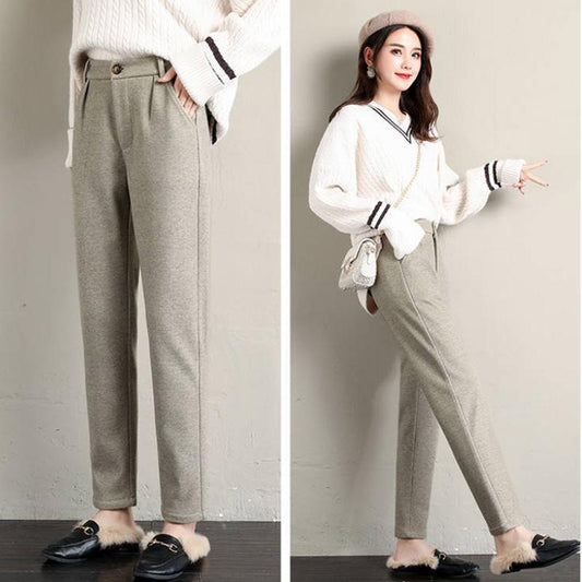 Woolen Pants Women's Autumn and Winter Thickening and Velvet Radish Pants Grandma Radish Daddy Harem Pants Women's Trousers Lengthened