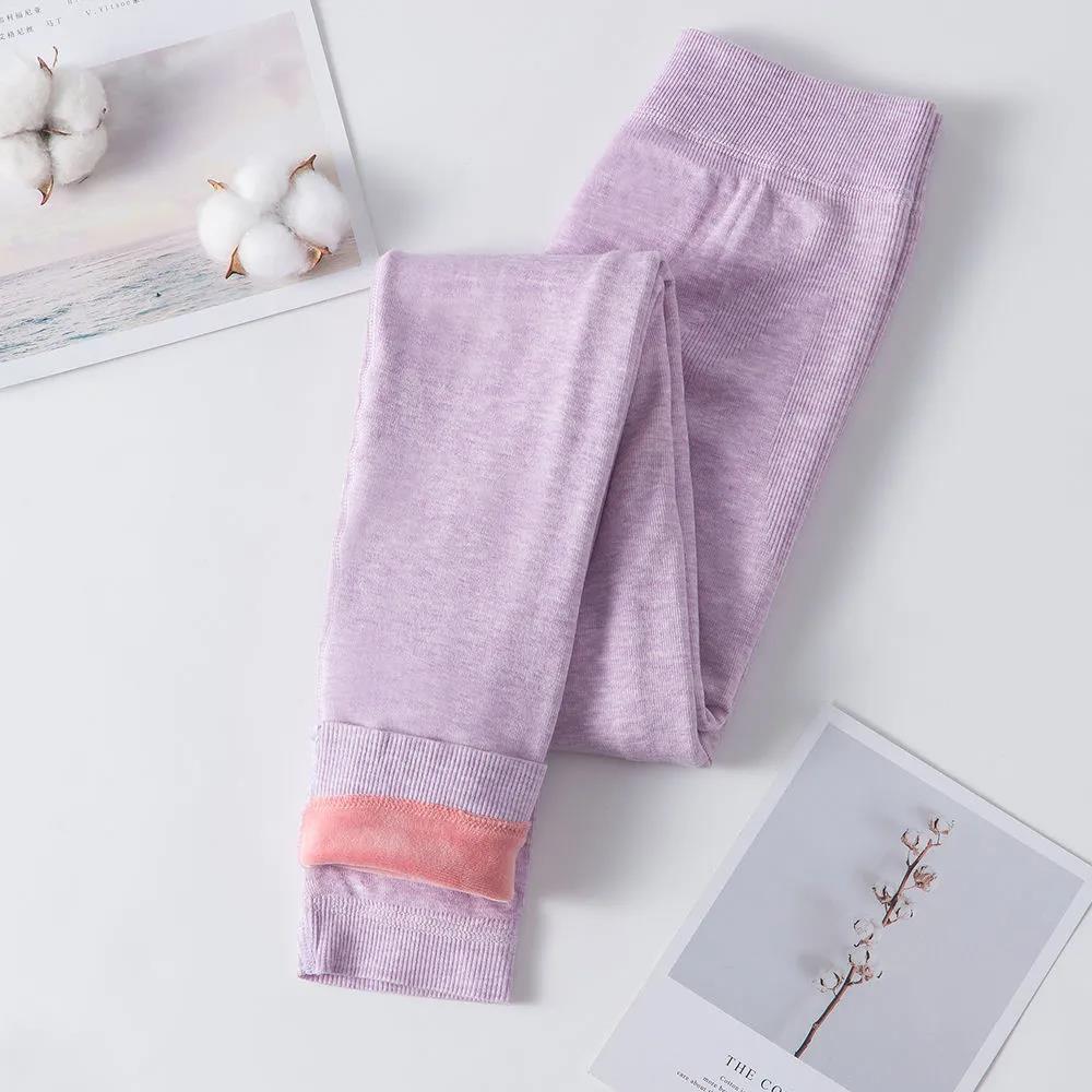 Warm Pants Ladies Long Trousers Cotton Trousers In Autumn and Winter Plus Velvet Thickened Slim Line Pants Student High-waisted Legging Trousers