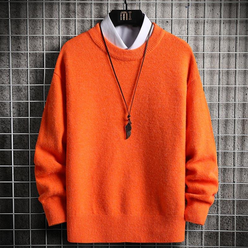Autumn And Winter Men Casual Imitated Mink Wool Solid Color O Neck Pullover Sweaters 9 Color M-3XL