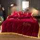 4pcs Bedding Set Fashion House Luxury Bed Cover Pillowcase Winter Home Textile Velvet Bed Linens