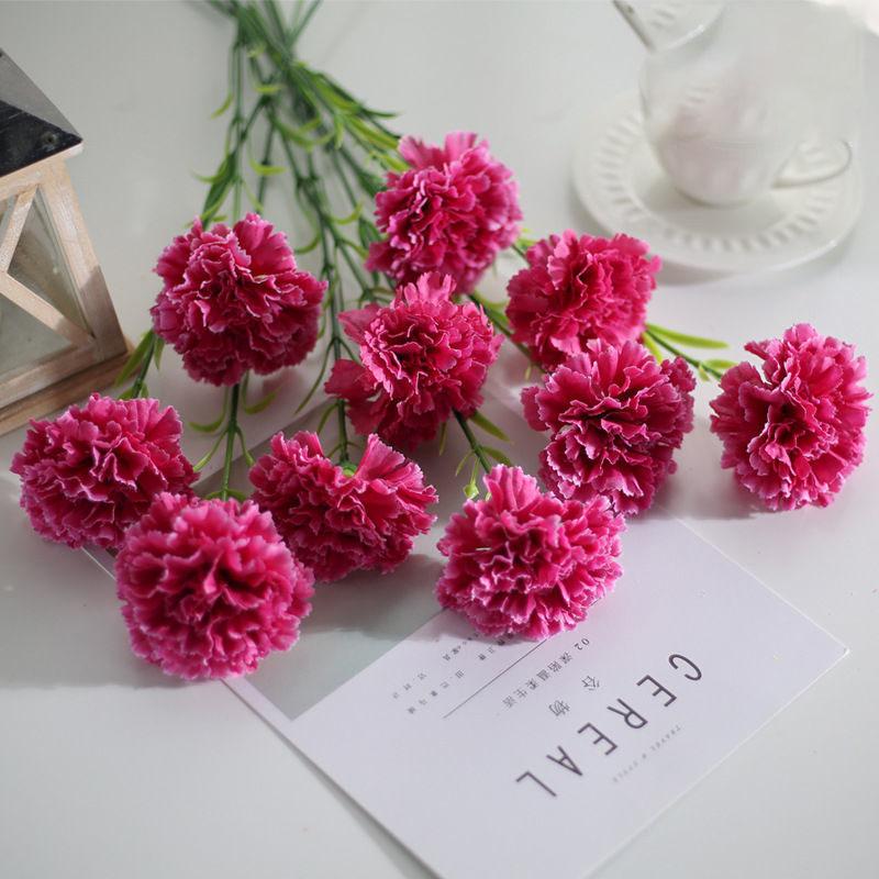 Carnation Simulation Bouquet Fake Flower Silk Flower Living Room Decoration Dining Table Decoration Plastic Flower Holiday Gift