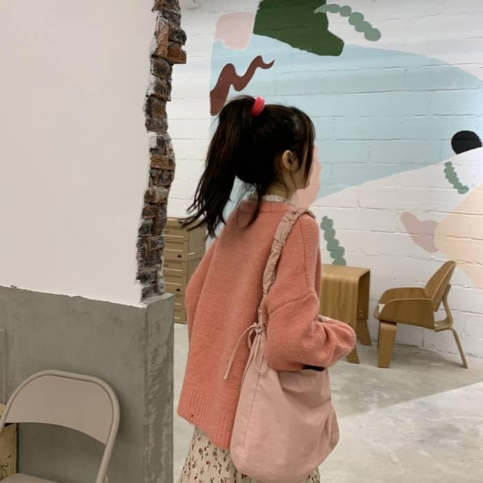 Pofulove loose candy-colored round neck sweater women's hedging long-sleeved wild college style bottoming shirt