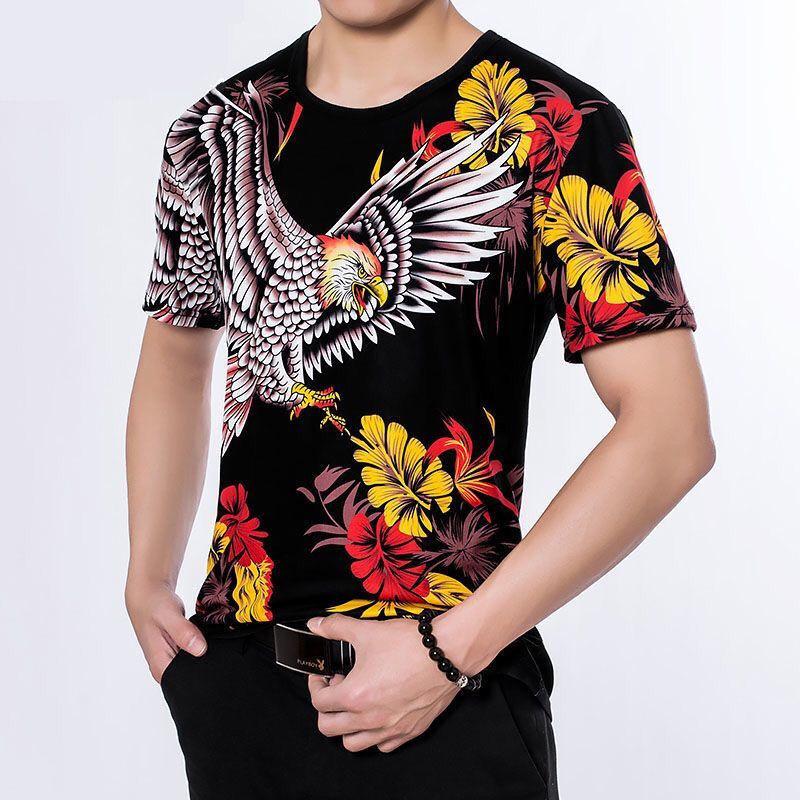 3D Animal Print Shirt Men Tees Fashion Overshirt Half Sleeve T-shirt Loose Breathable Pullover Summer
