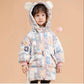White Duck Down Children's Down Jacket Girls Mid-length Coat Baby Middle and Small Children Winter Thick Hooded Printed Cotton Jackets