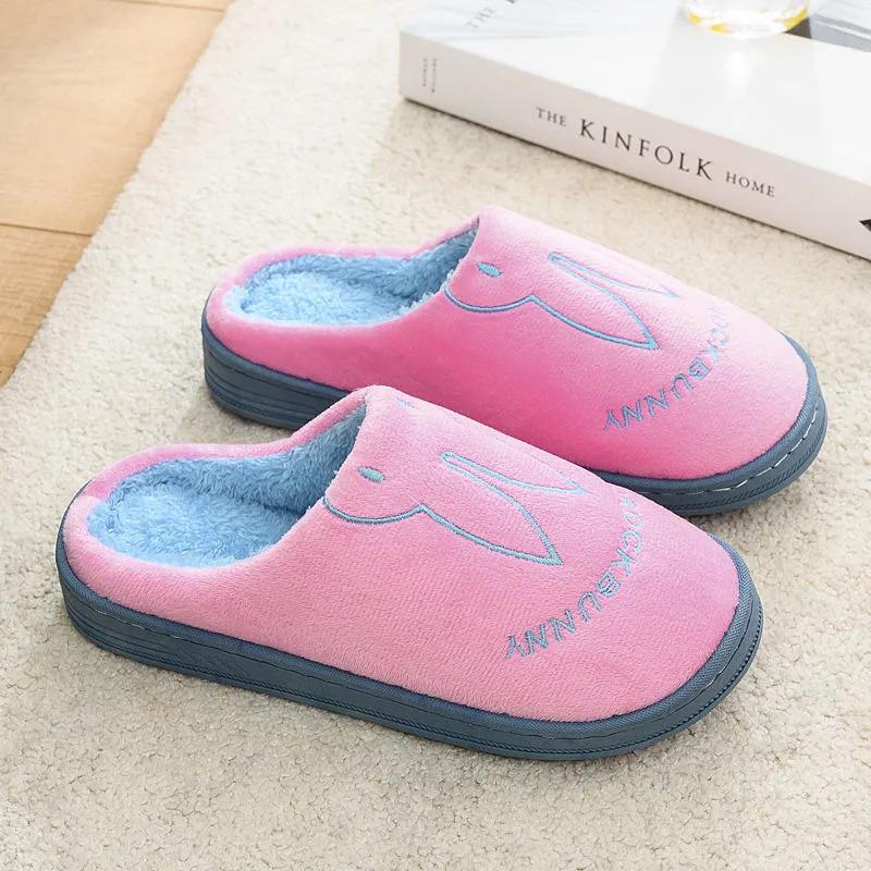 Winter Cotton Slippers Women Shoes Thick Fleece Warm Men Plus Size Slides Cute Bear Home Indoor Casual Slipper