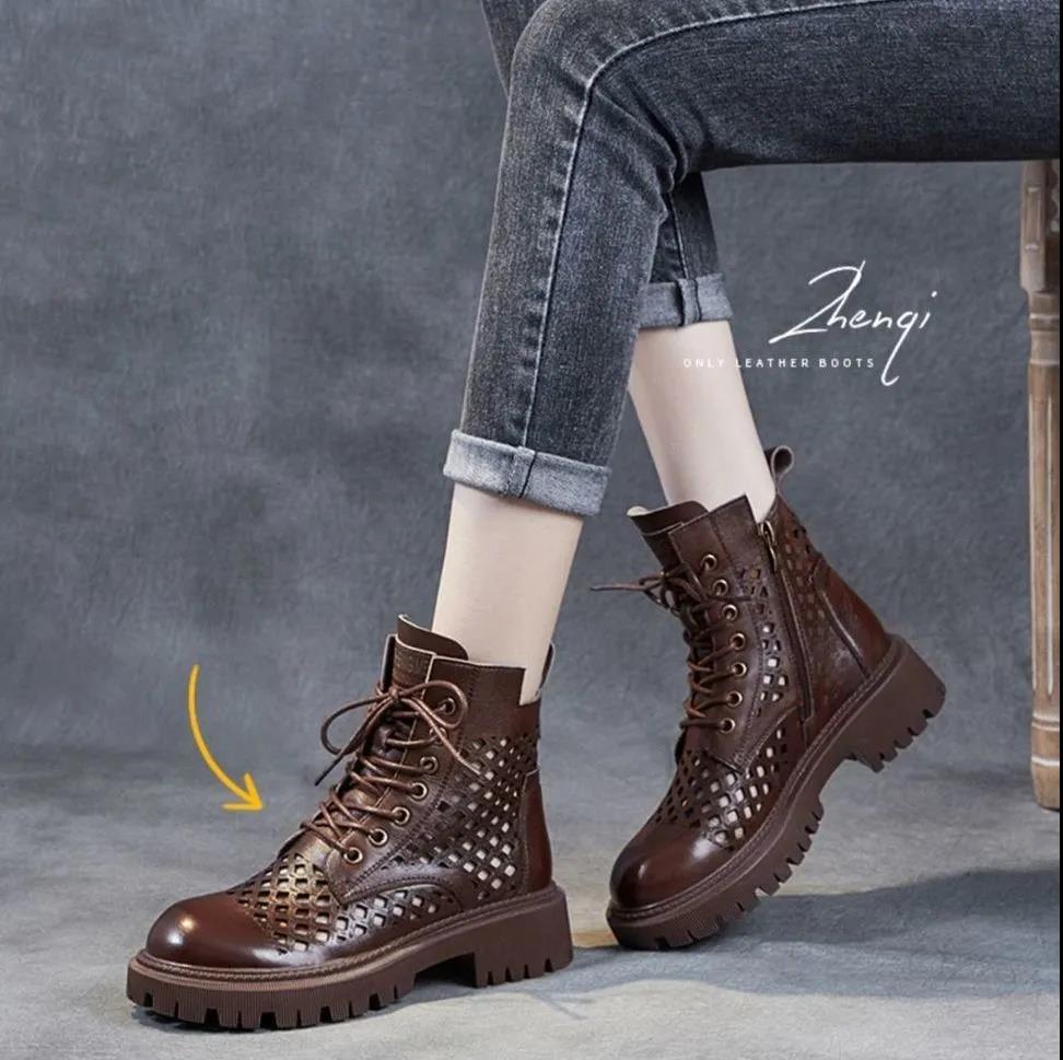 Women's British Wind Boots Platform Hollow Martin Boots Spring Sandals