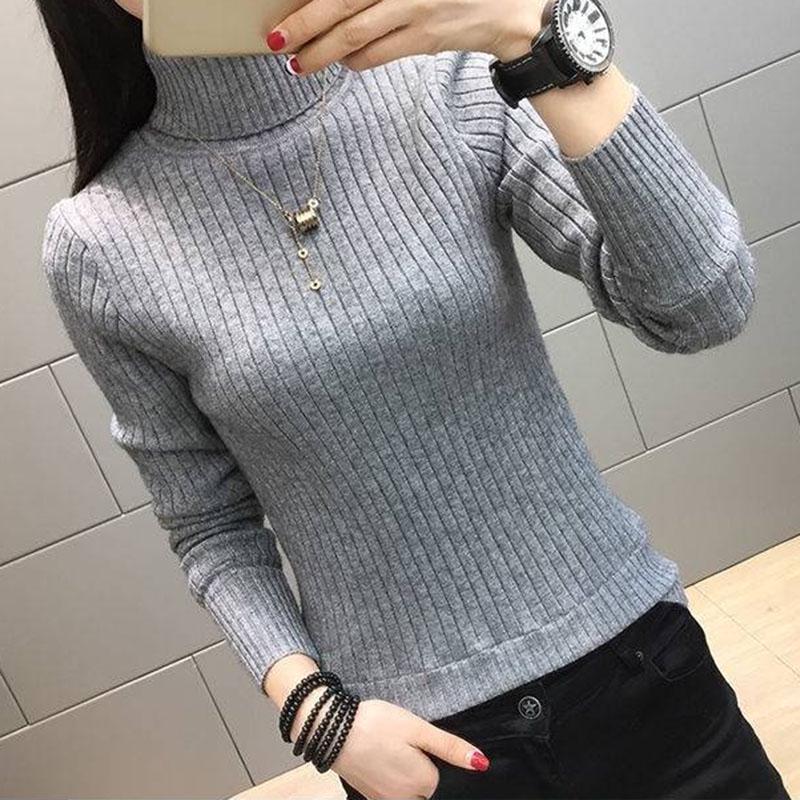 Pofulove Plus Cashmere Thick Turtleneck Sweater Schoolgirl Slim Bottoming Shirt Autumn Winter Knit