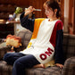 Spring and Autumn Flannel Loose Women's Pajamas Autumn and Winter Thickening and Velvet Warm Coral Fleece Home Service Suit