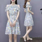 Chiffon Dress Women's Waist Slimming Strapless Skirt One-shoulder Floral Skirt A-line Dress Floral Short Skirt Fabric Lightweight and Breathable