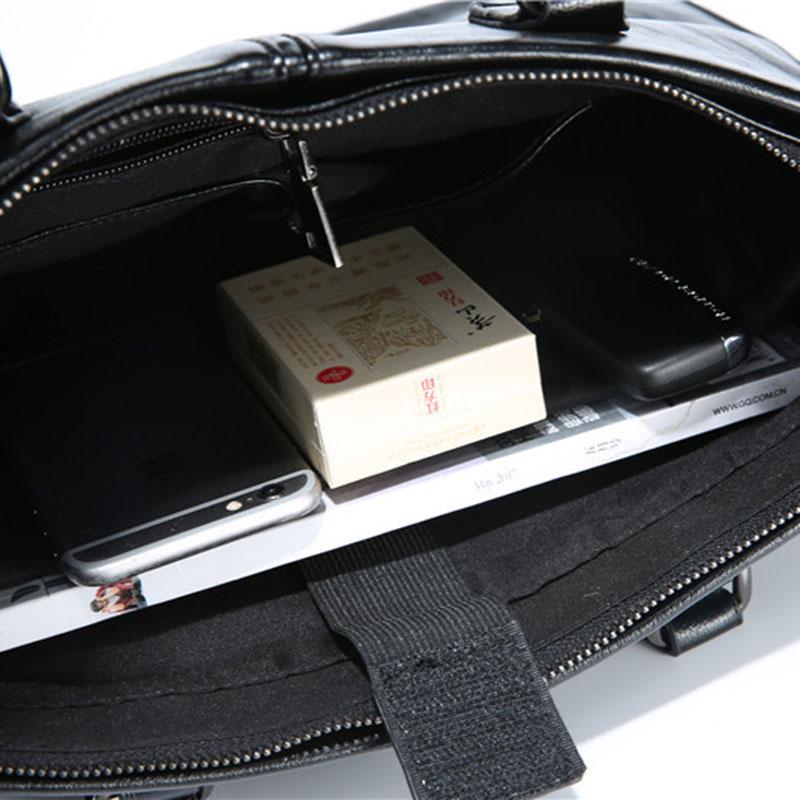 Business Briefcase Men British Large Capacity Zipper Anti-theft Waterproof Handbag Shoulder Bag