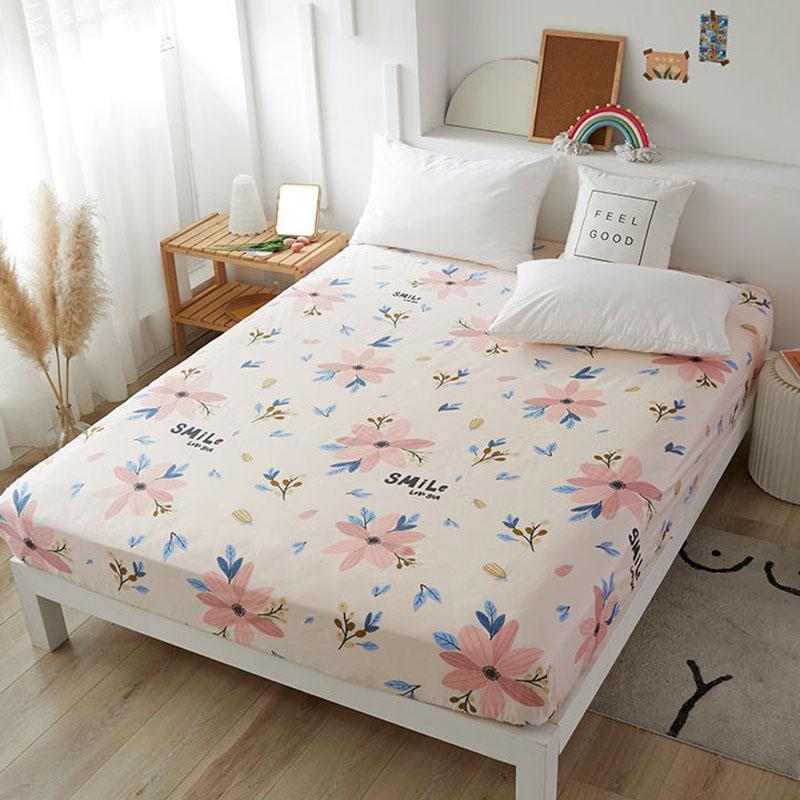 Skin-friendly Cotton Bed Sheet Single Piece Cotton Bed Cover Non-slip Fixed Mattress Cover Dust Protection Cover Bedding