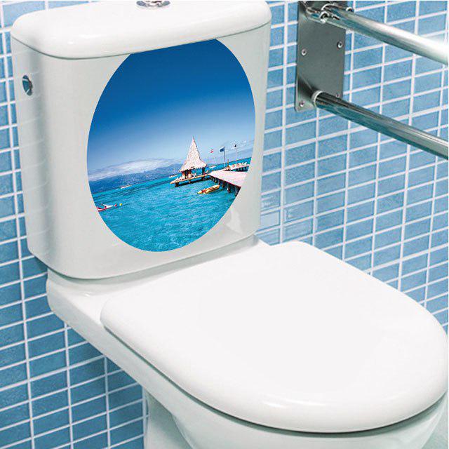 [Wall sticker ]Waterproof Blue Sea Toilet Sticker For Bathroom Decoration Wall Decals Adesivo Banhei