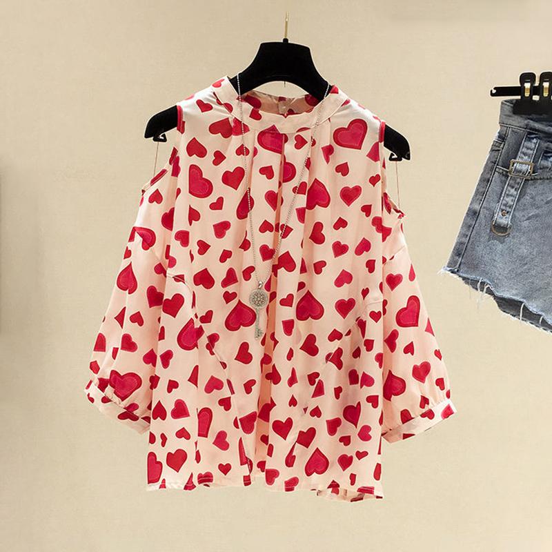 Off-the-shoulder Chiffon Shirt Women Loose Cover Belly Thin Chiffon Top Ladies Temperament Shirt Sweet Cute Ladies Shirt