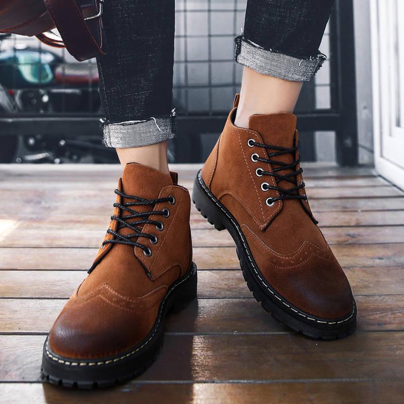 Autumn Winter Boots Men Casual High-Top Non-Slip Wear-Resistant Tooling Martins Boots Warm Snow Boot