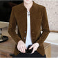 Men's Windbreaker Collarless Short Jacket Fashion Slim Round Neck Suit Jacket Trend Business Casual Suit Jacket